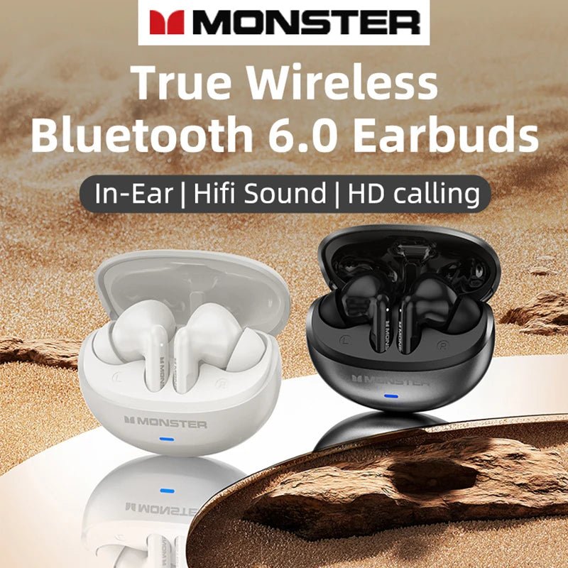 Monster MQT39 Earphones Wireless Bluetooth 6.0 TWS Noise Reduction Earbuds Gamer Sports Headset Hifi Stereo with Mic Headphones - Tara's Tiny Treasures