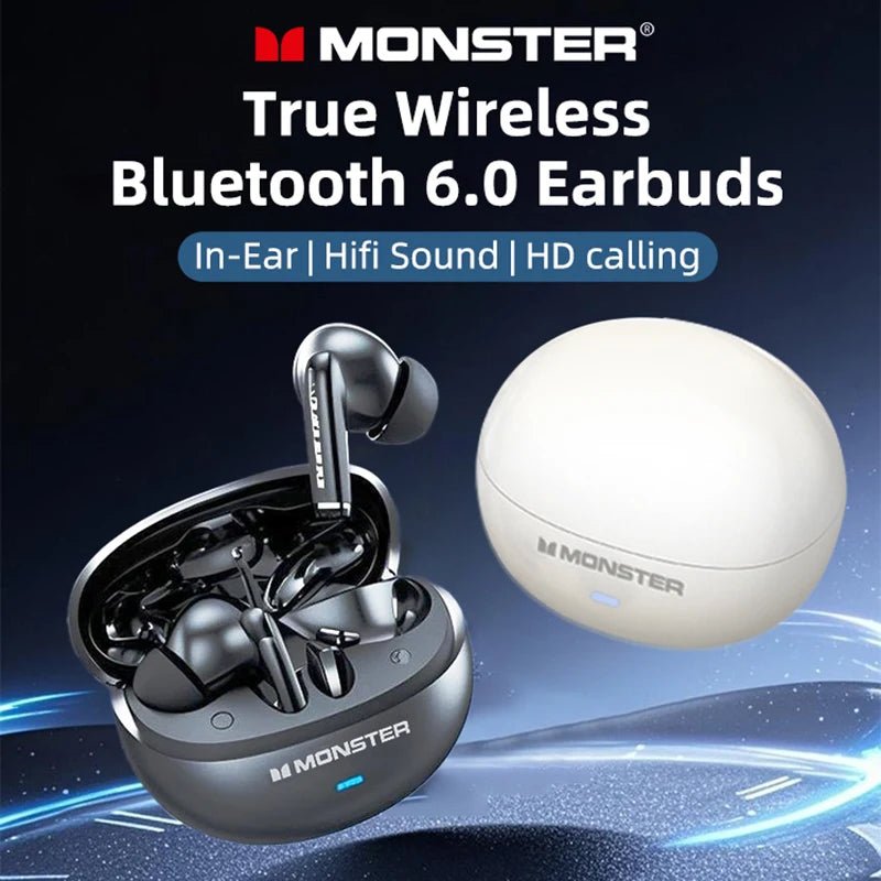 Monster MQT39 Earphones Wireless Bluetooth 6.0 TWS Noise Reduction Earbuds Gamer Sports Headset Hifi Stereo with Mic Headphones - Tara's Tiny Treasures