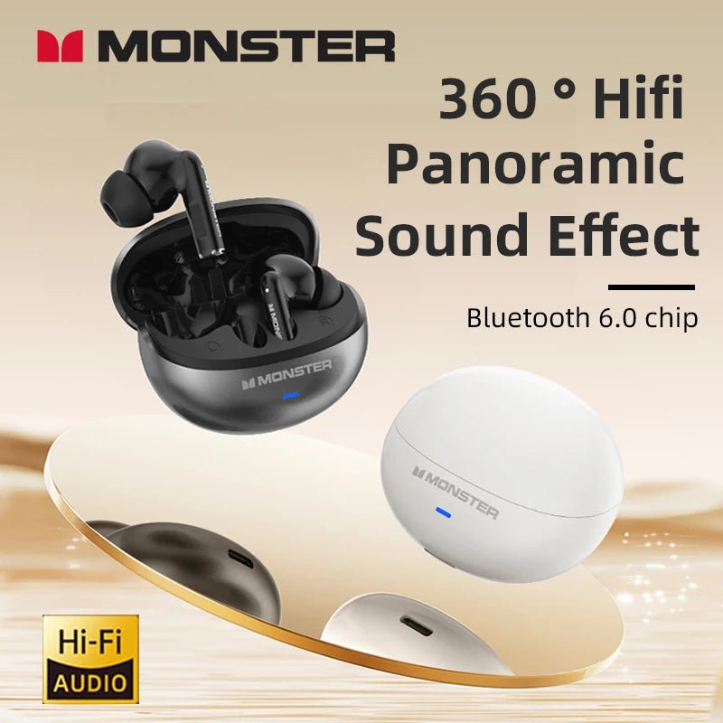 Monster MQT39 Earphones Wireless Bluetooth 6.0 TWS Noise Reduction Earbuds Gamer Sports Headset Hifi Stereo with Mic Headphones - Tara's Tiny Treasures