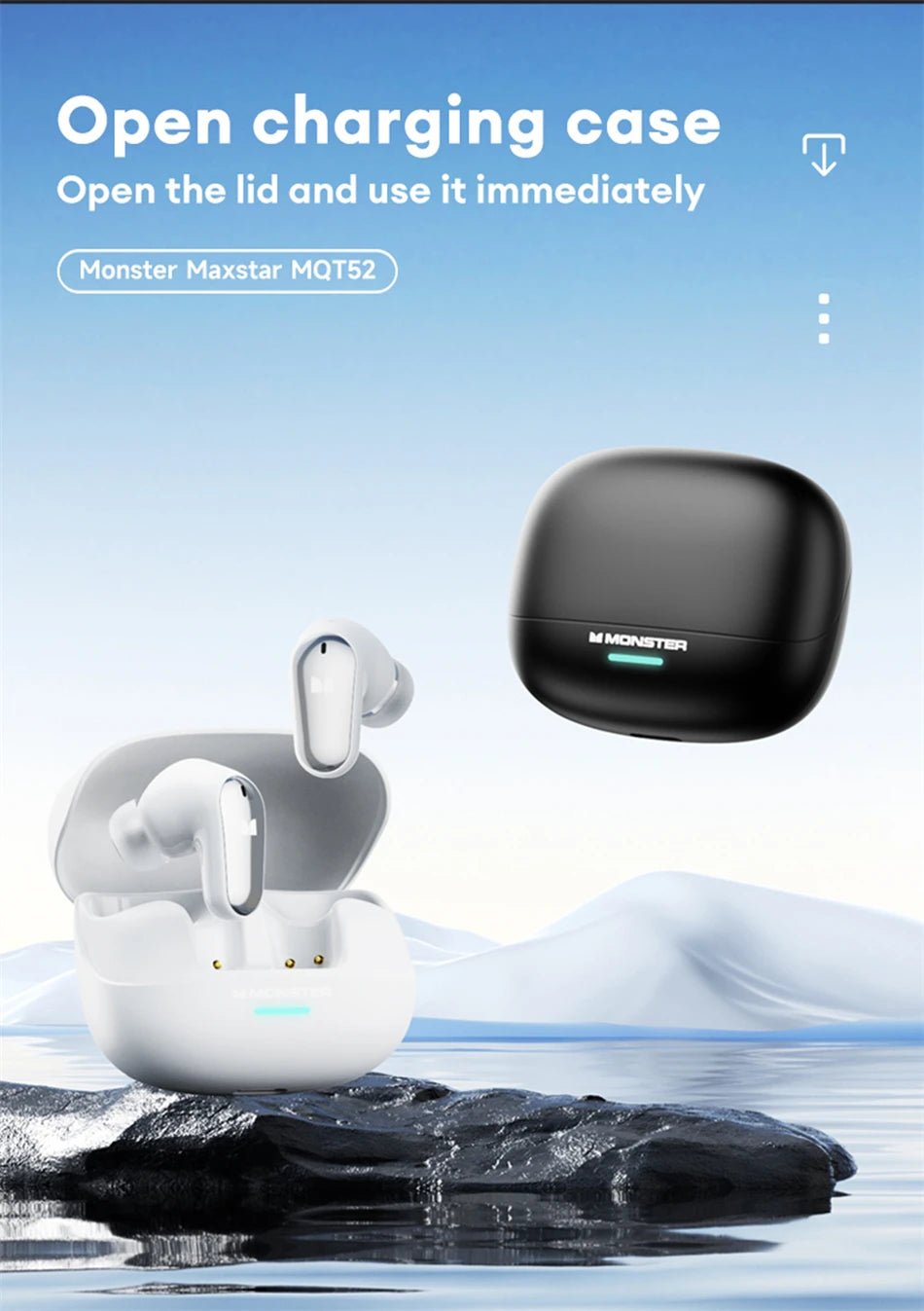 Monster MQT52 Wireless Bluetooth 5.4 Earphones Long Battery Life Gaming Headphones Dual Mode HIFI Stereo Sound Headset With Mic - Tara's Tiny Treasures