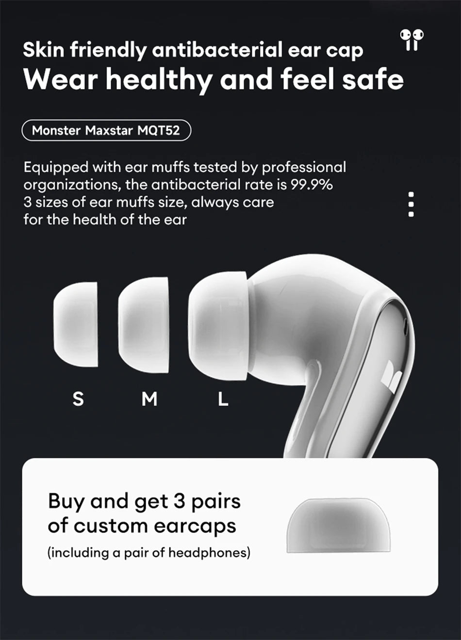 Monster MQT52 Wireless Bluetooth 5.4 Earphones Long Battery Life Gaming Headphones Dual Mode HIFI Stereo Sound Headset With Mic - Tara's Tiny Treasures
