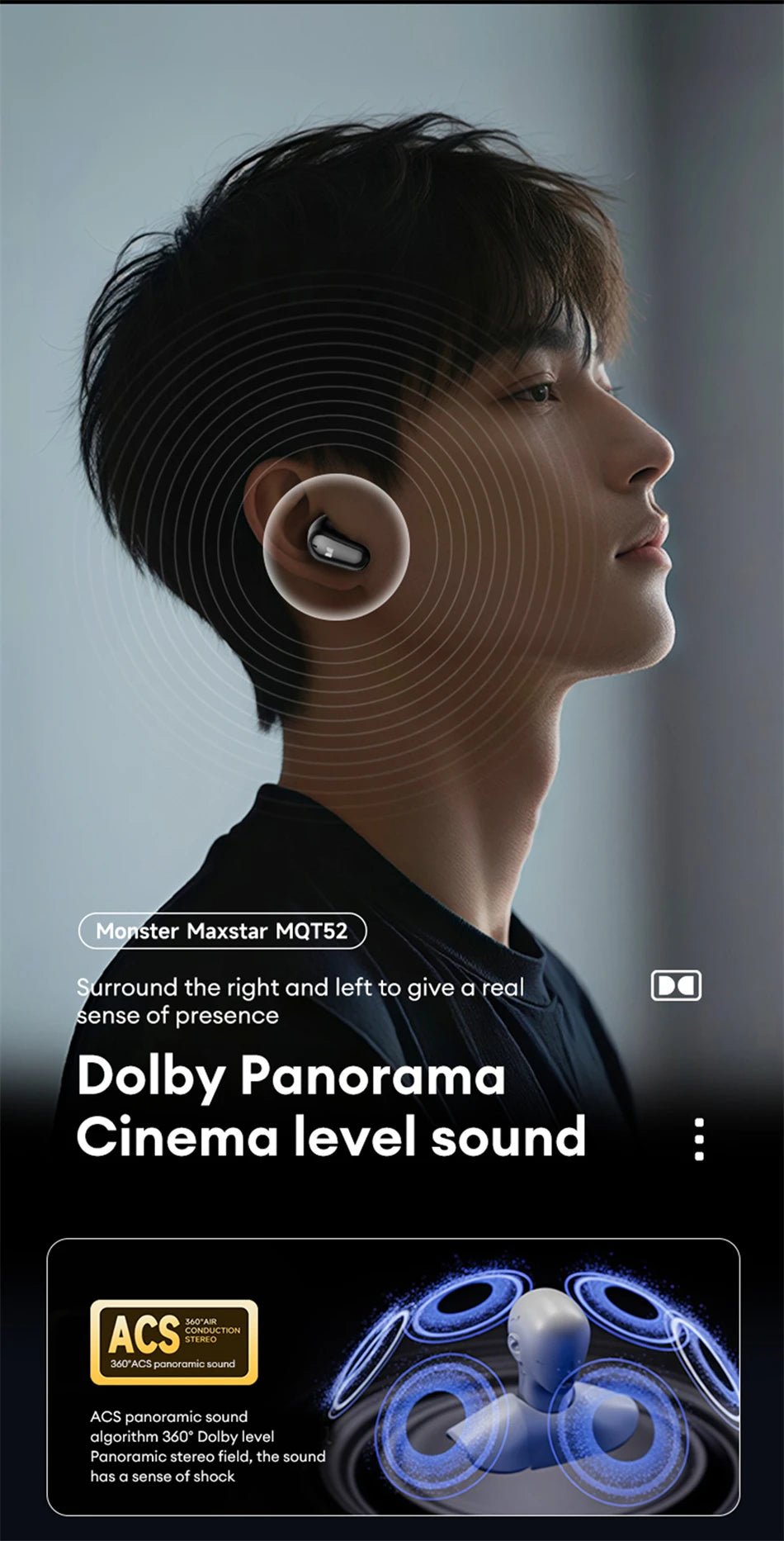 Monster MQT52 Wireless Bluetooth 5.4 Earphones Long Battery Life Gaming Headphones Dual Mode HIFI Stereo Sound Headset With Mic - Tara's Tiny Treasures