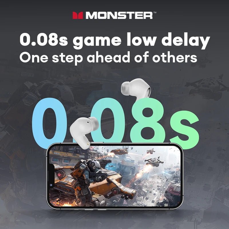 Monster MQT52 Wireless Bluetooth 5.4 Earphones Long Battery Life Gaming Headphones Dual Mode HIFI Stereo Sound Headset With Mic - Tara's Tiny Treasures