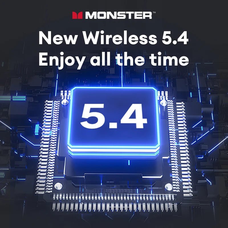 Monster MQT52 Wireless Bluetooth 5.4 Earphones Long Battery Life Gaming Headphones Dual Mode HIFI Stereo Sound Headset With Mic - Tara's Tiny Treasures