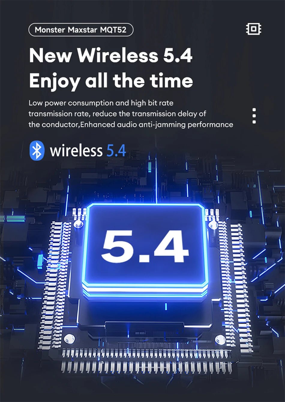 Monster MQT52 Wireless Bluetooth 5.4 Earphones Long Battery Life Gaming Headphones Dual Mode HIFI Stereo Sound Headset With Mic - Tara's Tiny Treasures