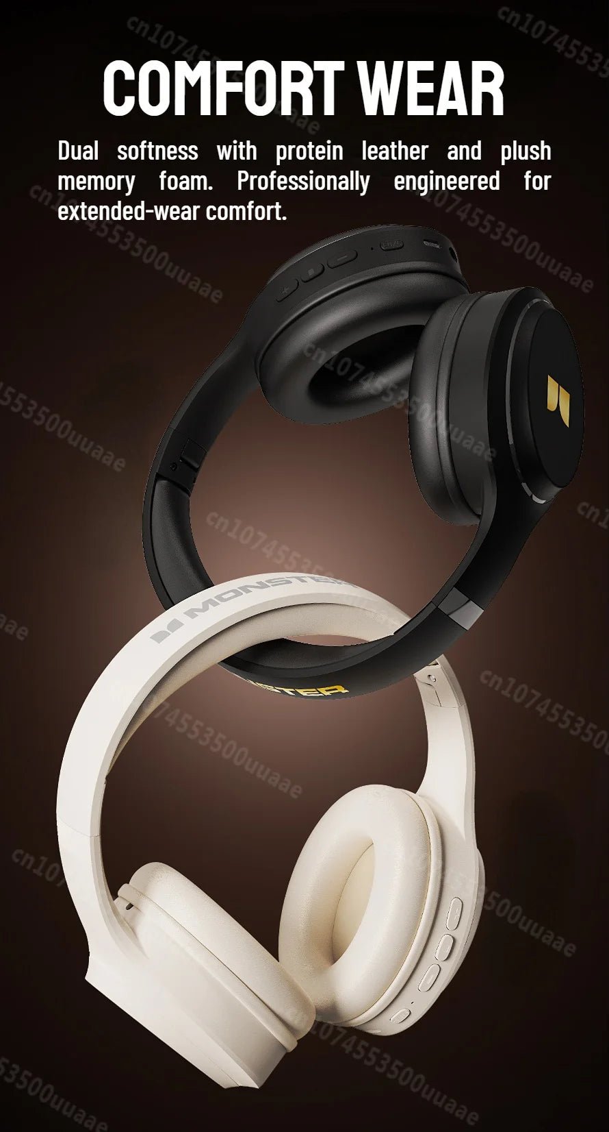 Monster N21 Bluetooth 6.0 Headphones Call Noise Reduction Headset Powerful Deep Bass Over-Ear Wireless Earphone with Microphone - Tara's Tiny Treasures