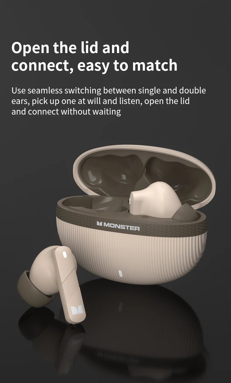 Monster Wireless Bluetooth Headphones with Bluetooth 5.4 Al Noise Cancelling Calls 360° Panoramic Space Sound Effect Headset - Tara's Tiny Treasures