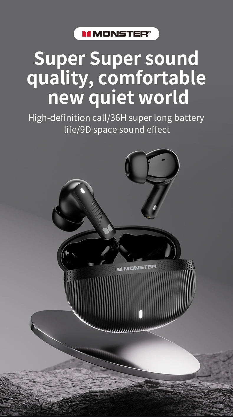 Monster Wireless Bluetooth Headphones with Bluetooth 5.4 Al Noise Cancelling Calls 360° Panoramic Space Sound Effect Headset - Tara's Tiny Treasures