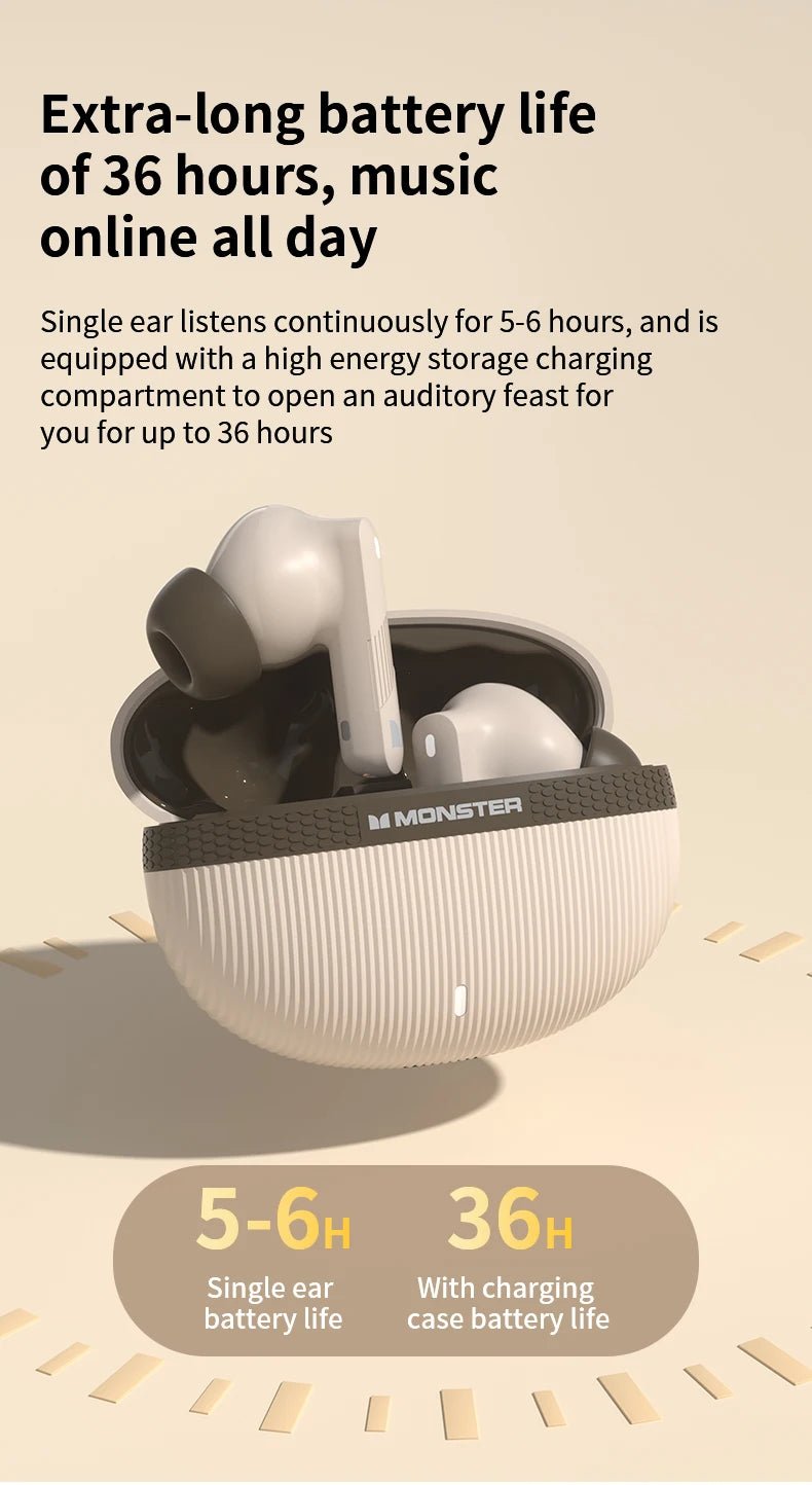 Monster Wireless Bluetooth Headphones with Bluetooth 5.4 Al Noise Cancelling Calls 360° Panoramic Space Sound Effect Headset - Tara's Tiny Treasures