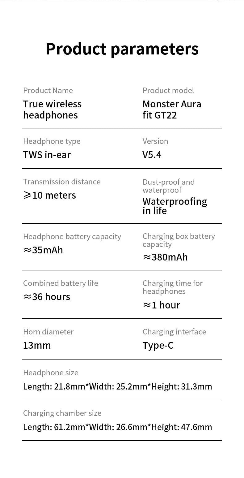 Monster Wireless Bluetooth Headphones with Bluetooth 5.4 Al Noise Cancelling Calls 360° Panoramic Space Sound Effect Headset - Tara's Tiny Treasures