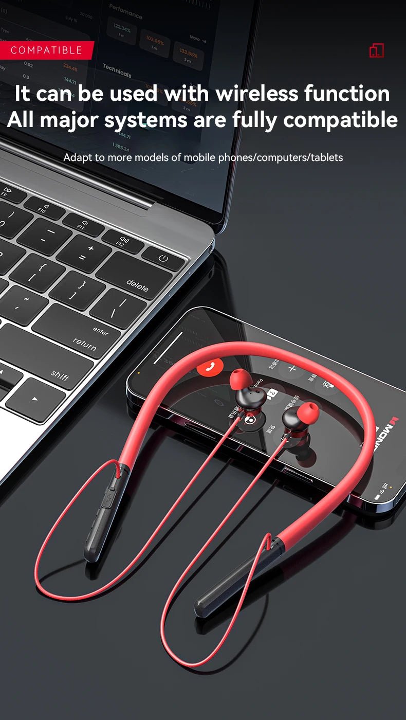 Monster Wireless Bluetooth5.3 Headphones with Button Function, Outdoor Sports Earphones, HD Call, Stereo Music, Neckband Headset - Tara's Tiny Treasures