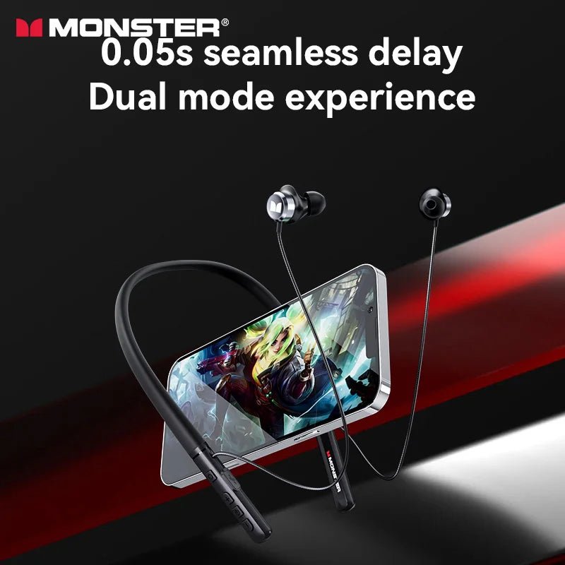Monster Wireless Bluetooth5.3 Headphones with Button Function, Outdoor Sports Earphones, HD Call, Stereo Music, Neckband Headset - Tara's Tiny Treasures