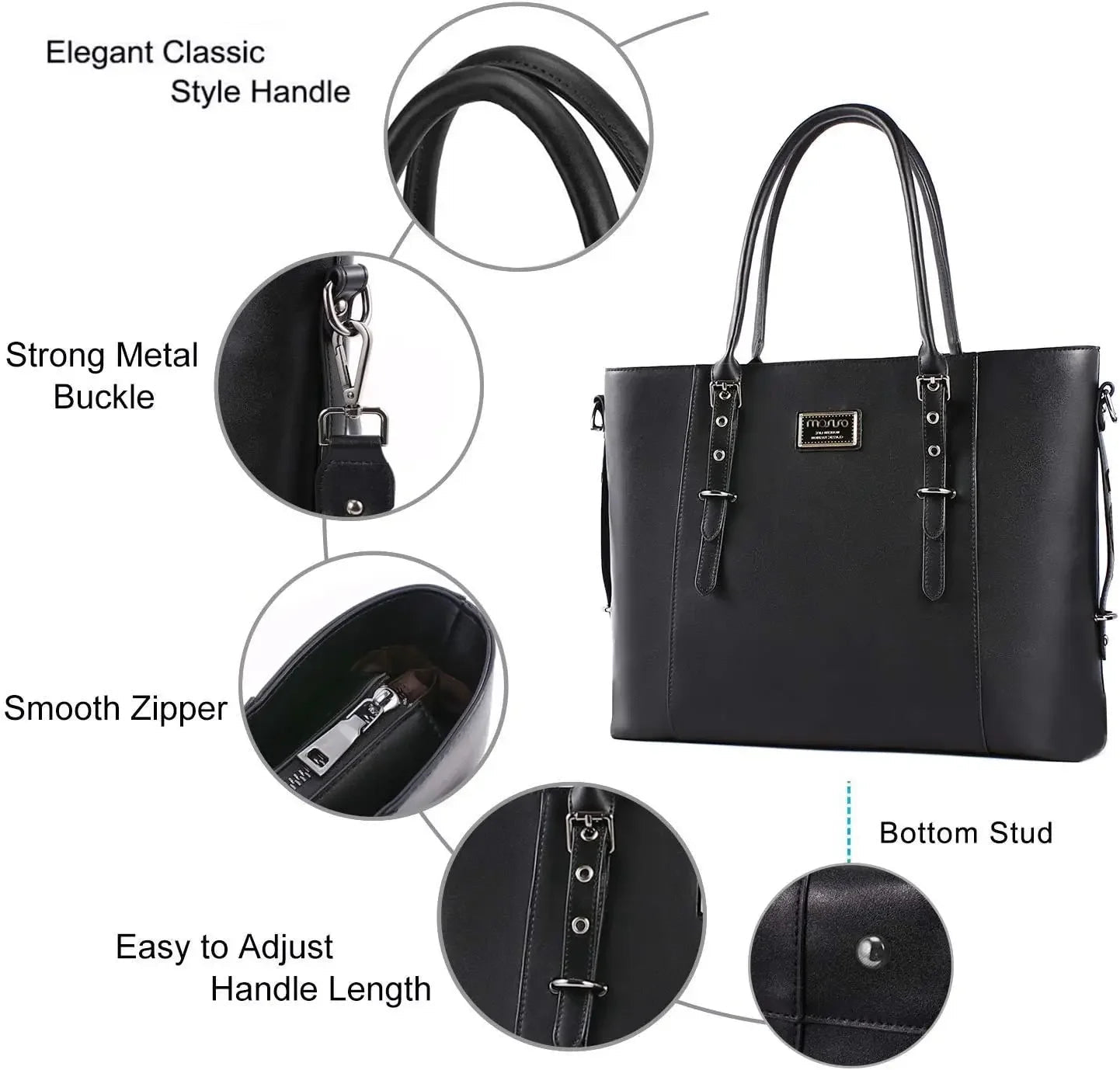 MOSISO Tote Bag for Women MacBook 13.3 14 15 16 17.3 inch PU Leather Waterproof Notebook Computer Laptop Bag Women's Handbags - Tara's Tiny Treasures