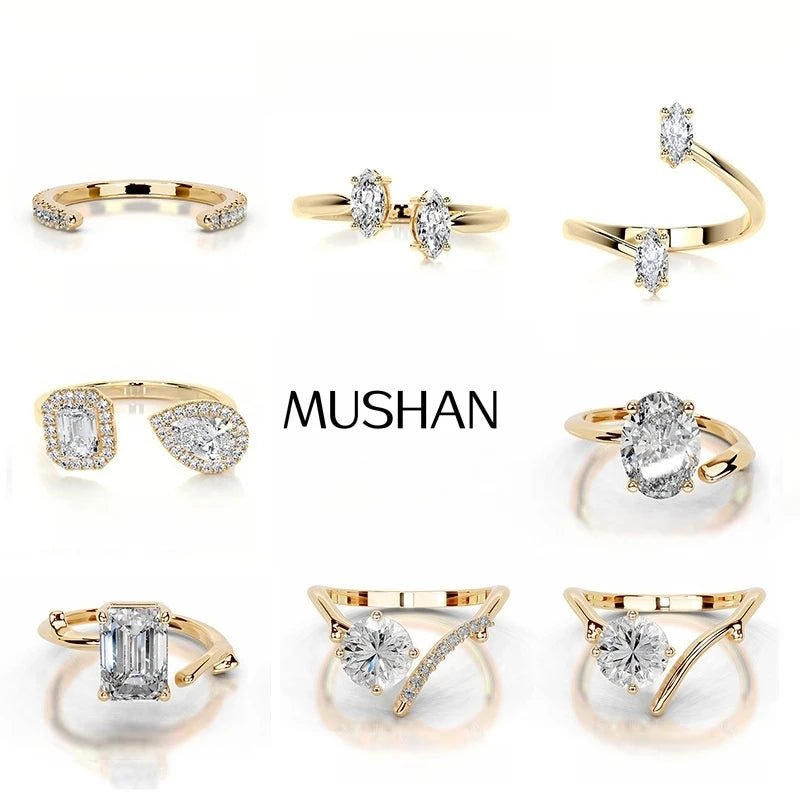 MuShan Brand Jewelry 925 Sterling Silver Ring VVS Moissanite Present Ring Ladies 18K Real Gold Plated MST Patent Jewellery - Tara's Tiny Treasures