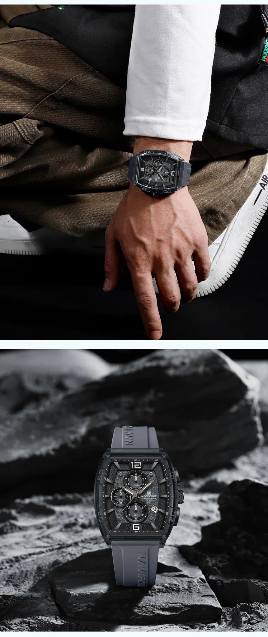 NAVIFORCE Men Quartz Watches Silicone Strap Multifunction Waterproof Wristwatches Chronograph Male Auto Date Clock Reloj Hombre - Tara's Tiny Treasures