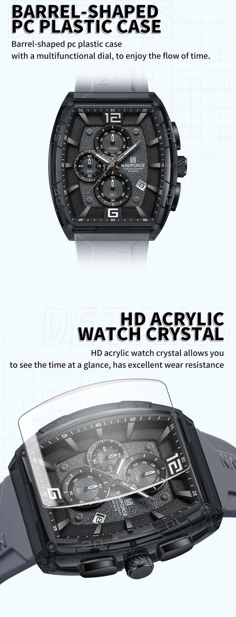 NAVIFORCE Men Quartz Watches Silicone Strap Multifunction Waterproof Wristwatches Chronograph Male Auto Date Clock Reloj Hombre - Tara's Tiny Treasures