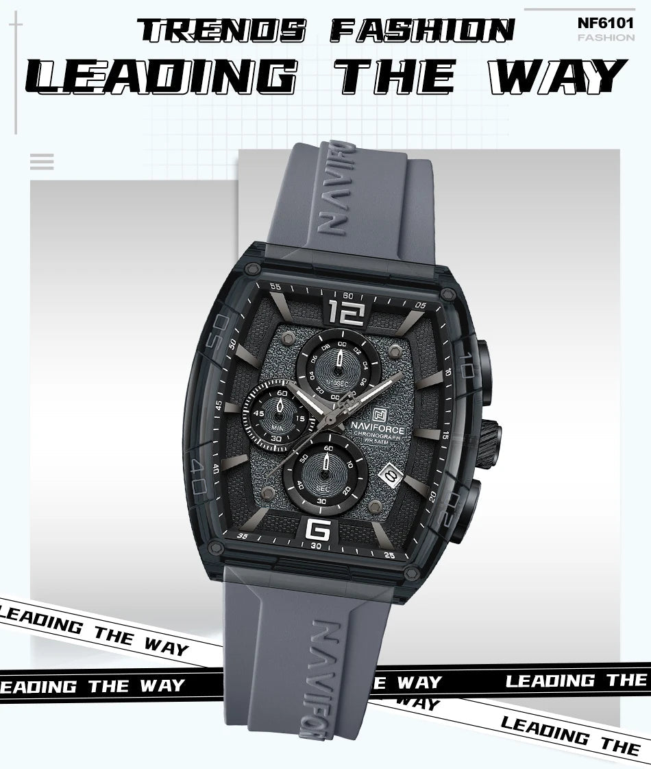 NAVIFORCE Men Quartz Watches Silicone Strap Multifunction Waterproof Wristwatches Chronograph Male Auto Date Clock Reloj Hombre - Tara's Tiny Treasures