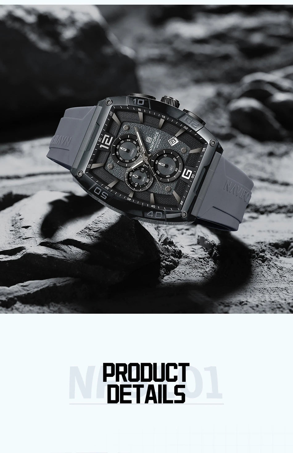 NAVIFORCE Men Quartz Watches Silicone Strap Multifunction Waterproof Wristwatches Chronograph Male Auto Date Clock Reloj Hombre - Tara's Tiny Treasures