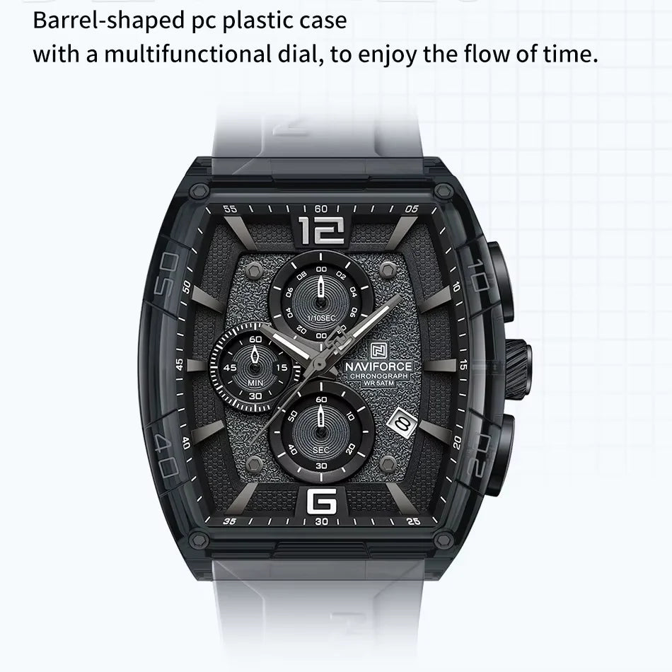 NAVIFORCE Men Quartz Watches Silicone Strap Multifunction Waterproof Wristwatches Chronograph Male Auto Date Clock Reloj Hombre - Tara's Tiny Treasures
