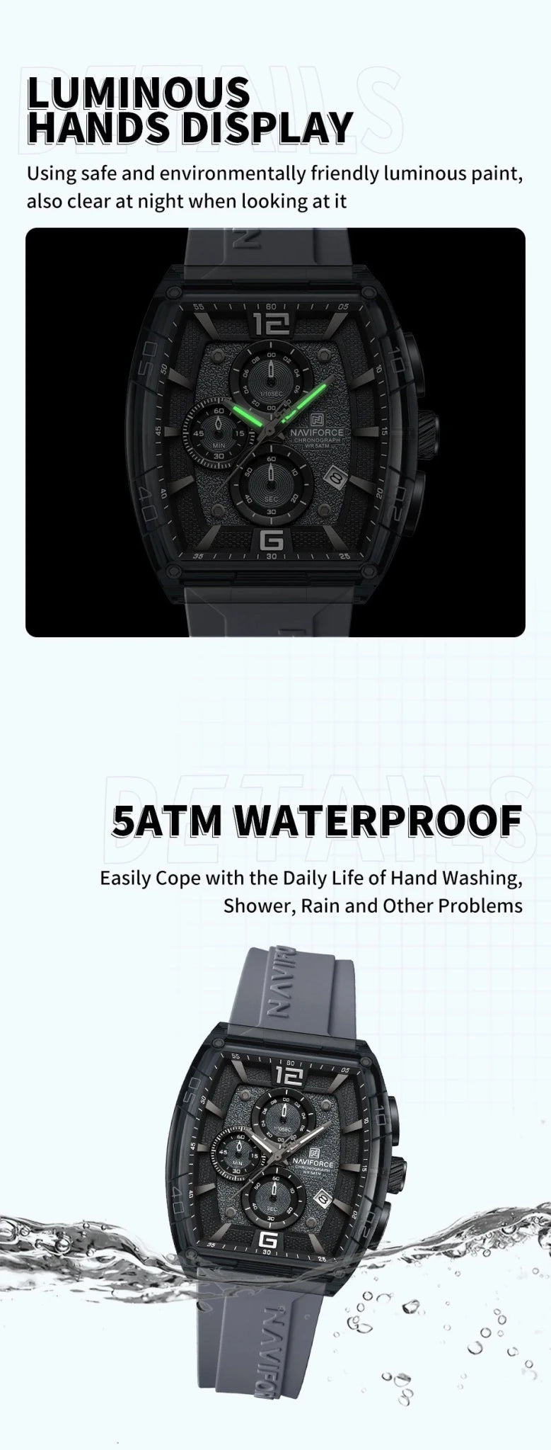 NAVIFORCE Men Quartz Watches Silicone Strap Multifunction Waterproof Wristwatches Chronograph Male Auto Date Clock Reloj Hombre - Tara's Tiny Treasures