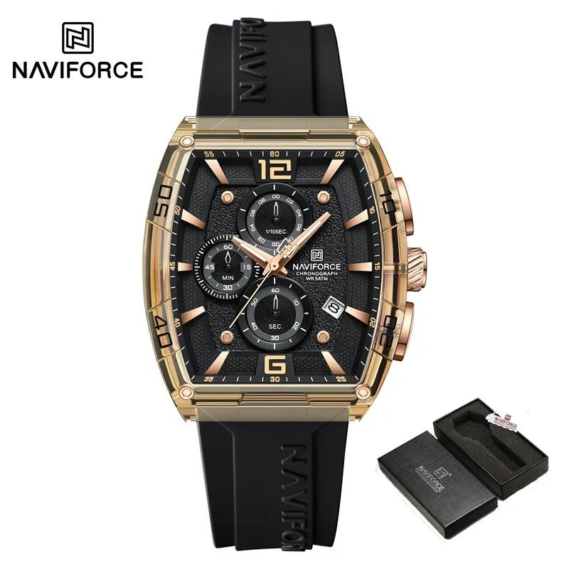 NAVIFORCE Men Quartz Watches Silicone Strap Multifunction Waterproof Wristwatches Chronograph Male Auto Date Clock Reloj Hombre - Tara's Tiny Treasures