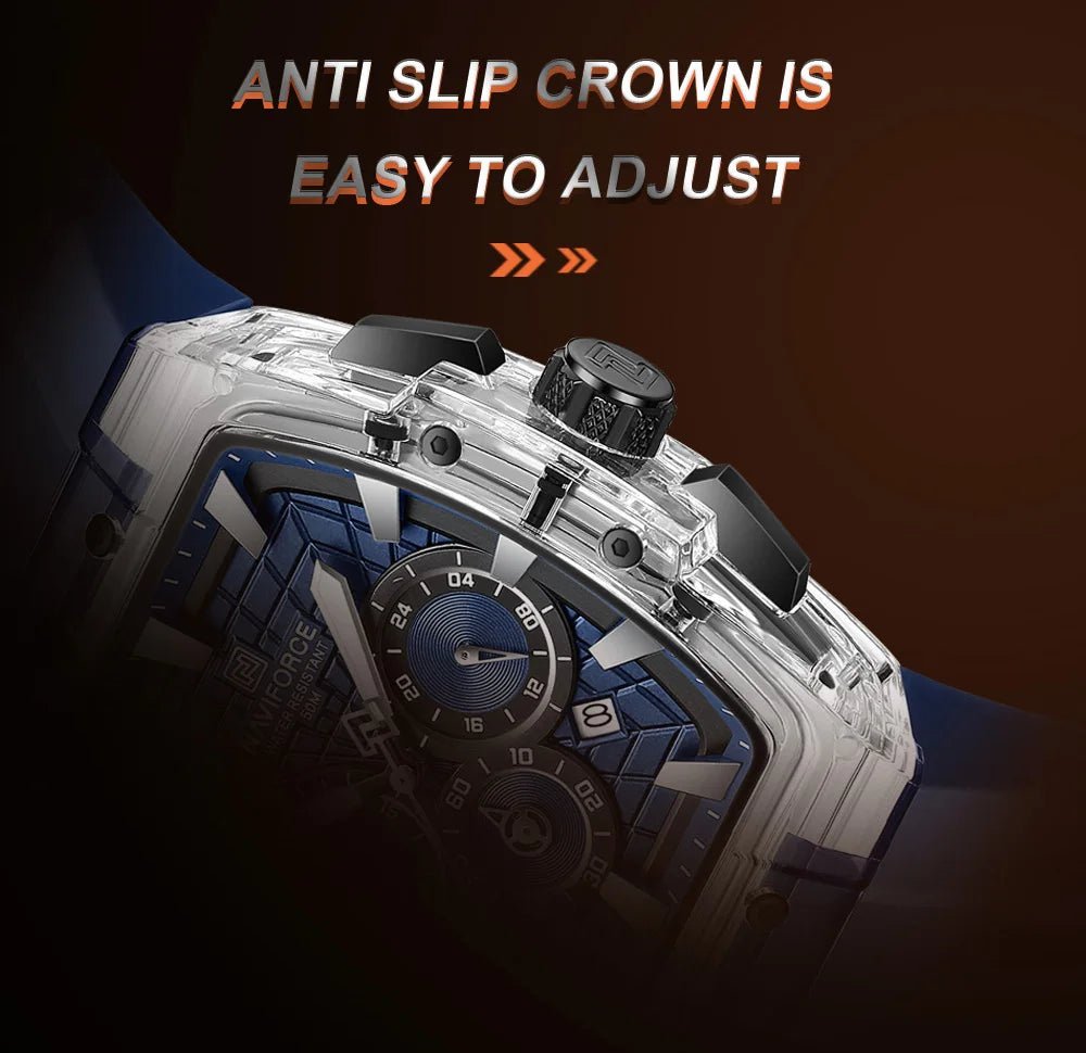 NAVIFORCE Men's Waterproof Sports Watch Luminous Hands Military Chronograph 24-Hour Date Display Quartz Wristwatch Gift for Man - Tara's Tiny Treasures