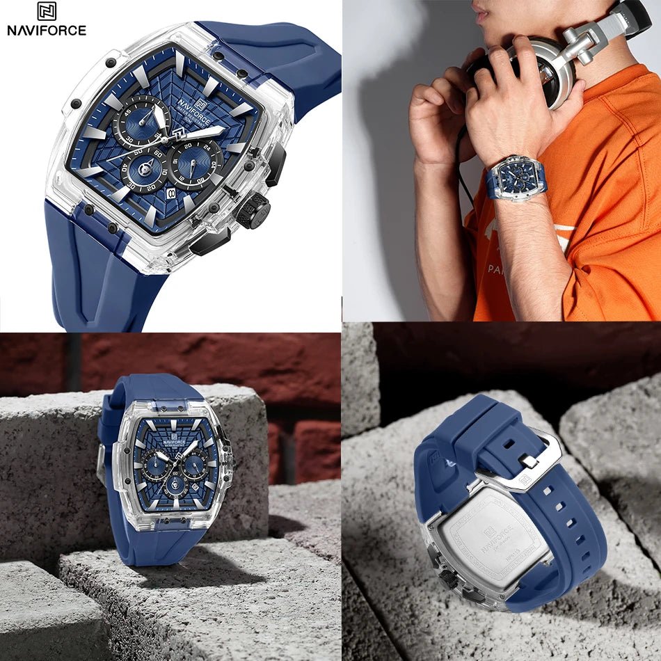 NAVIFORCE Men's Waterproof Sports Watch Luminous Hands Military Chronograph 24-Hour Date Display Quartz Wristwatch Gift for Man - Tara's Tiny Treasures