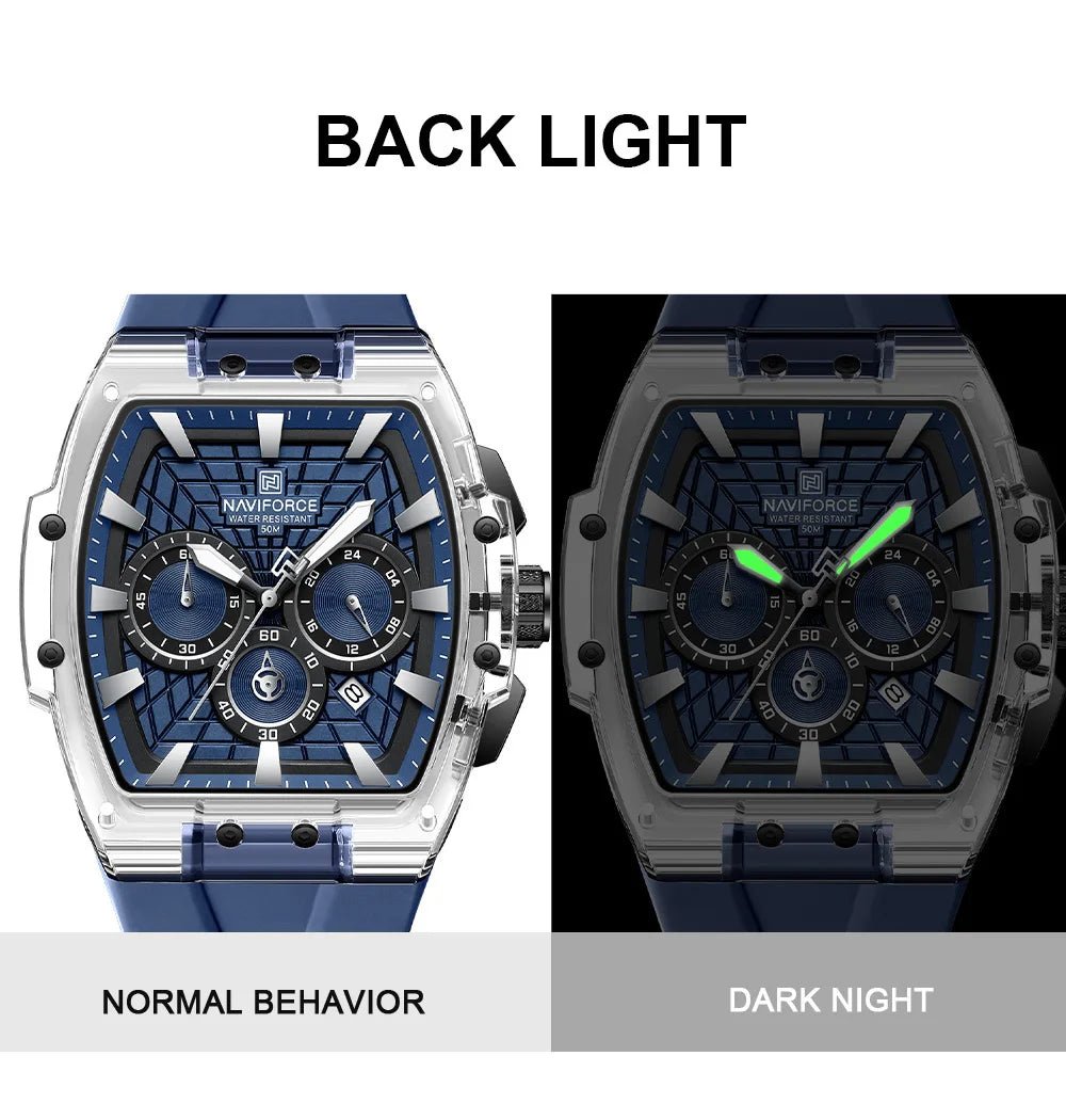 NAVIFORCE Men's Waterproof Sports Watch Luminous Hands Military Chronograph 24-Hour Date Display Quartz Wristwatch Gift for Man - Tara's Tiny Treasures