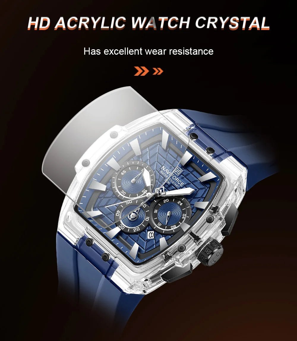 NAVIFORCE Men's Waterproof Sports Watch Luminous Hands Military Chronograph 24-Hour Date Display Quartz Wristwatch Gift for Man - Tara's Tiny Treasures