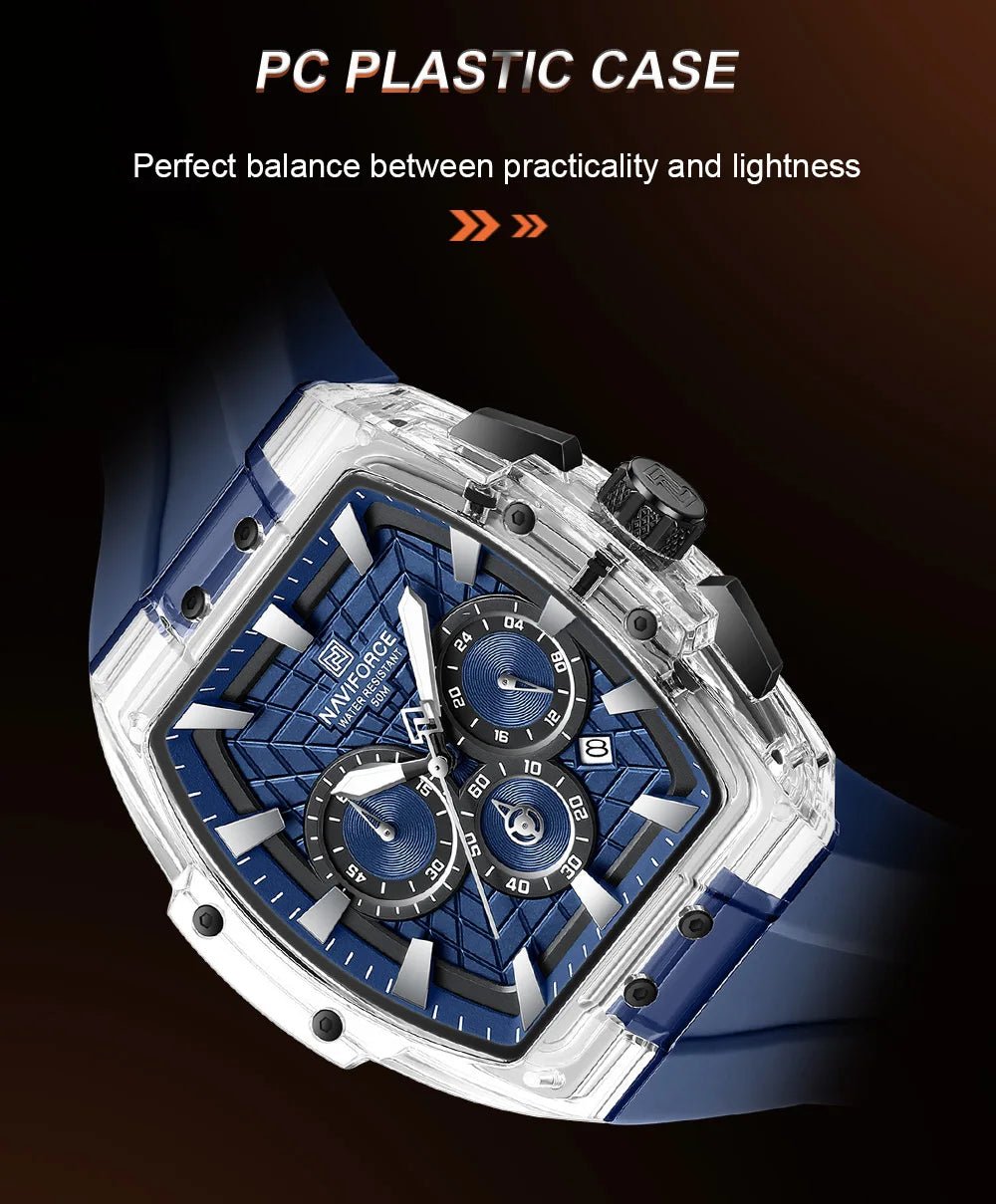 NAVIFORCE Men's Waterproof Sports Watch Luminous Hands Military Chronograph 24-Hour Date Display Quartz Wristwatch Gift for Man - Tara's Tiny Treasures