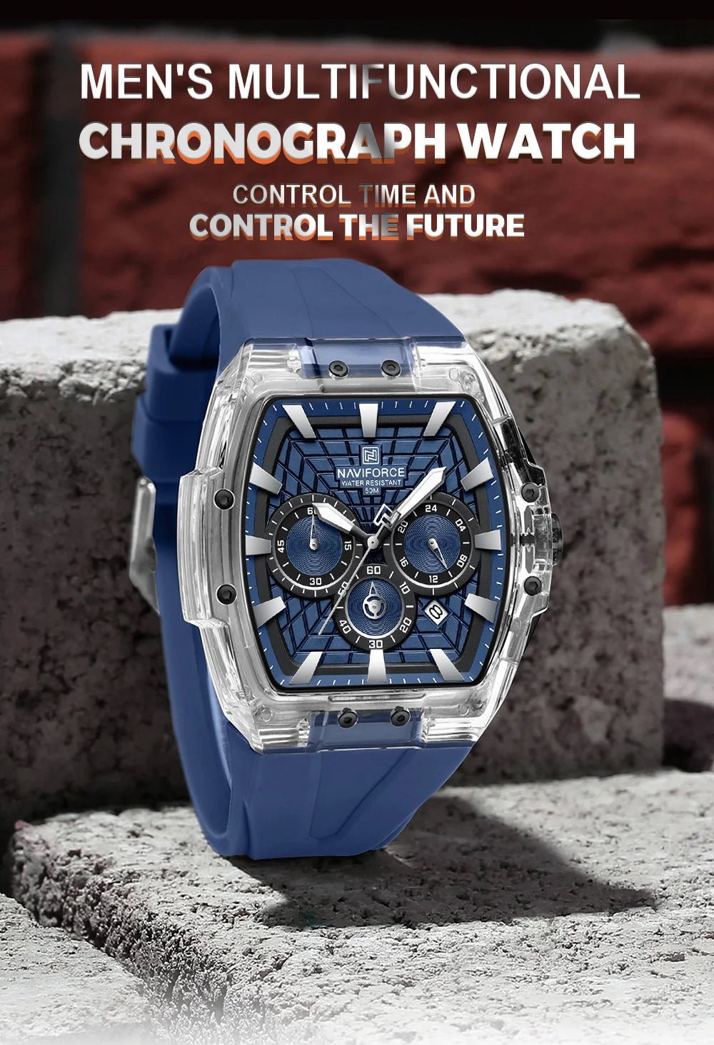 NAVIFORCE Men's Waterproof Sports Watch Luminous Hands Military Chronograph 24-Hour Date Display Quartz Wristwatch Gift for Man - Tara's Tiny Treasures