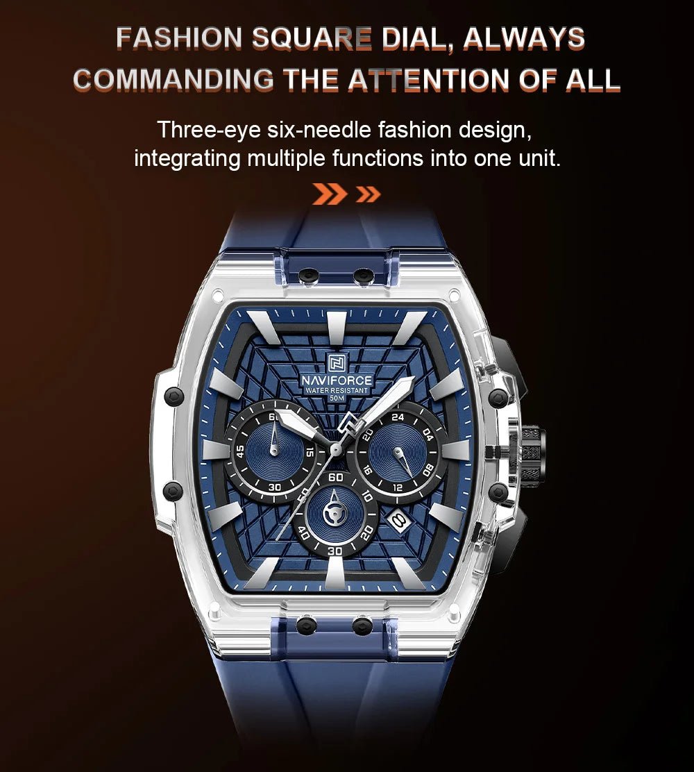 NAVIFORCE Men's Waterproof Sports Watch Luminous Hands Military Chronograph 24-Hour Date Display Quartz Wristwatch Gift for Man - Tara's Tiny Treasures