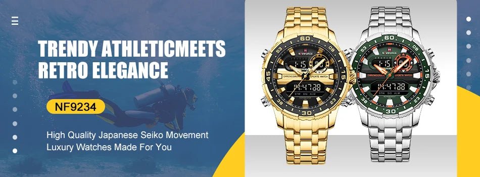 NAVIFORCE Men's Waterproof Sports Watch Luminous Hands Military Chronograph 24-Hour Date Display Quartz Wristwatch Gift for Man - Tara's Tiny Treasures