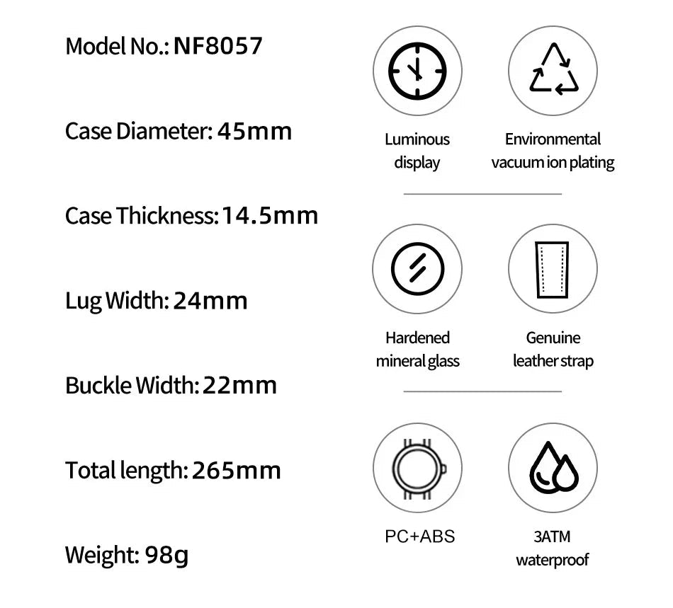 NAVIFORCE Top Brand Luxury Watch Fashion Quartz Men's Wrist Watch Relogio Masculino Leather Band Multifunctional Man Watches - Tara's Tiny Treasures