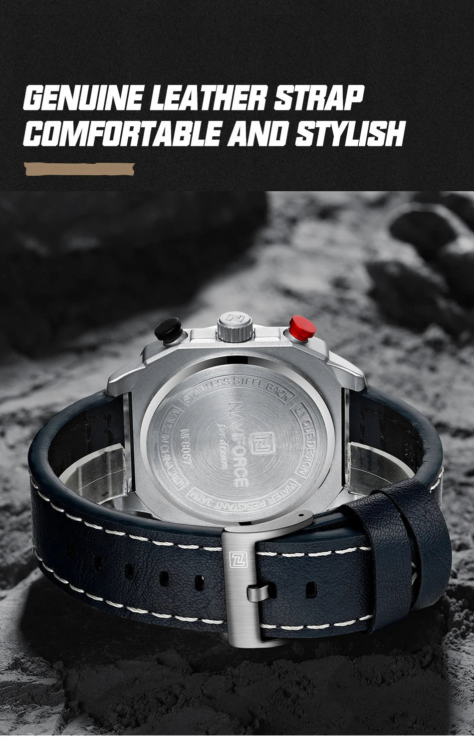 NAVIFORCE Top Brand Luxury Watch Fashion Quartz Men's Wrist Watch Relogio Masculino Leather Band Multifunctional Man Watches - Tara's Tiny Treasures
