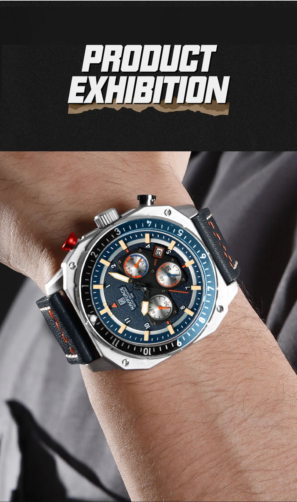 NAVIFORCE Top Brand Luxury Watch Fashion Quartz Men's Wrist Watch Relogio Masculino Leather Band Multifunctional Man Watches - Tara's Tiny Treasures