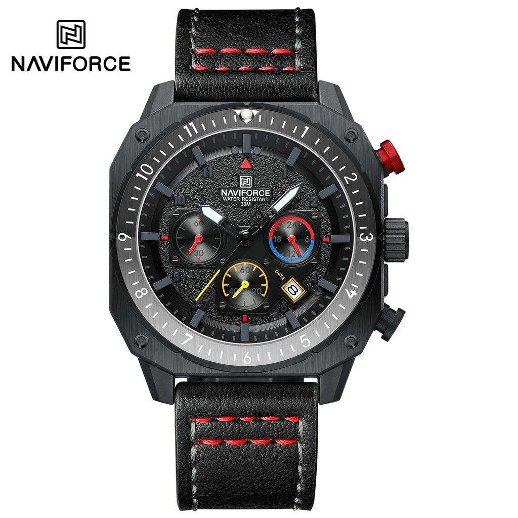 NAVIFORCE Top Brand Luxury Watch Fashion Quartz Men's Wrist Watch Relogio Masculino Leather Band Multifunctional Man Watches - Tara's Tiny Treasures