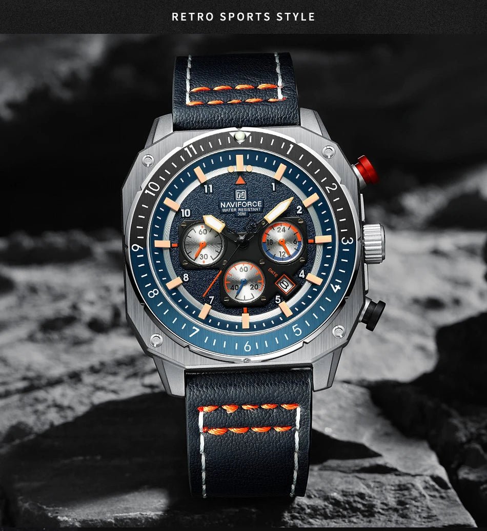 NAVIFORCE Top Brand Luxury Watch Fashion Quartz Men's Wrist Watch Relogio Masculino Leather Band Multifunctional Man Watches - Tara's Tiny Treasures