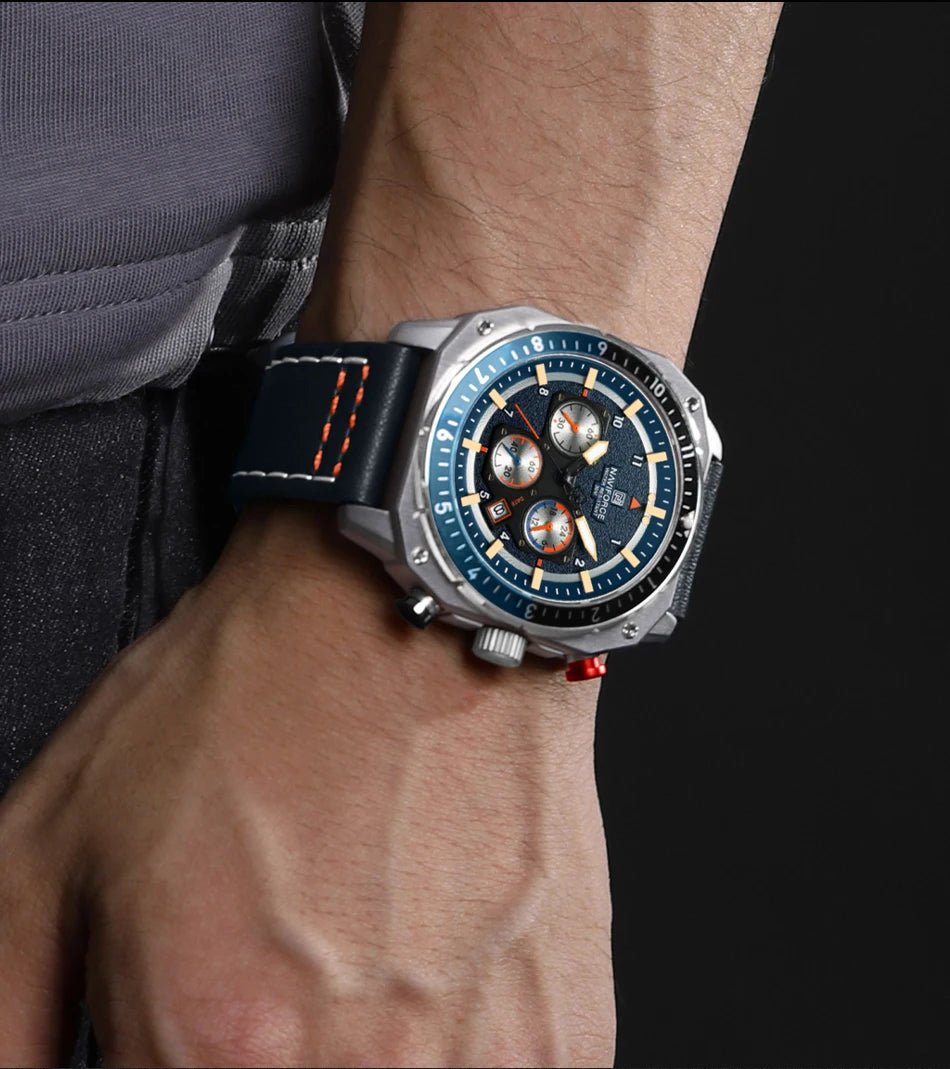 NAVIFORCE Top Brand Luxury Watch Fashion Quartz Men's Wrist Watch Relogio Masculino Leather Band Multifunctional Man Watches - Tara's Tiny Treasures