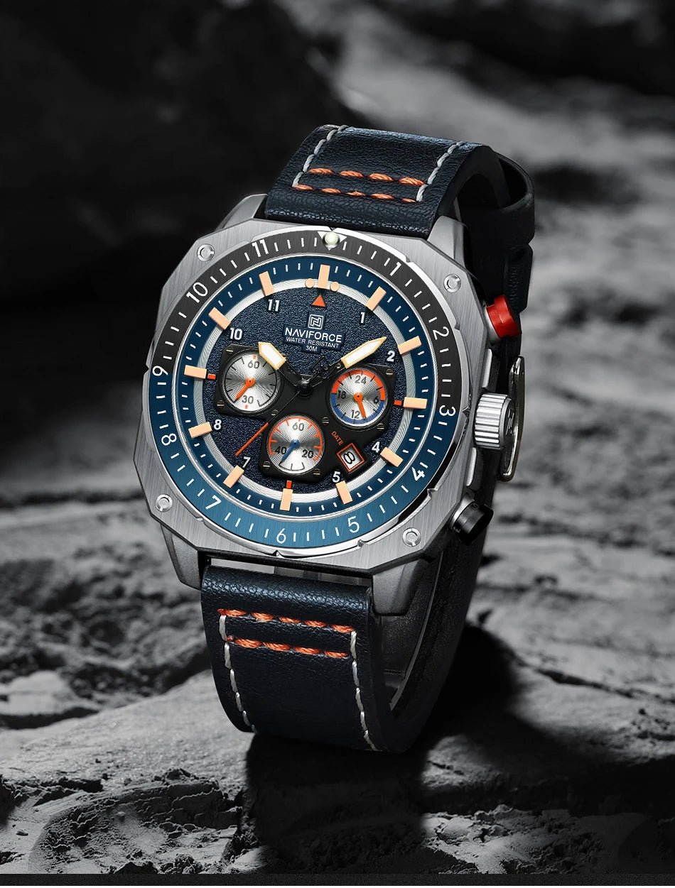 NAVIFORCE Top Brand Luxury Watch Fashion Quartz Men's Wrist Watch Relogio Masculino Leather Band Multifunctional Man Watches - Tara's Tiny Treasures