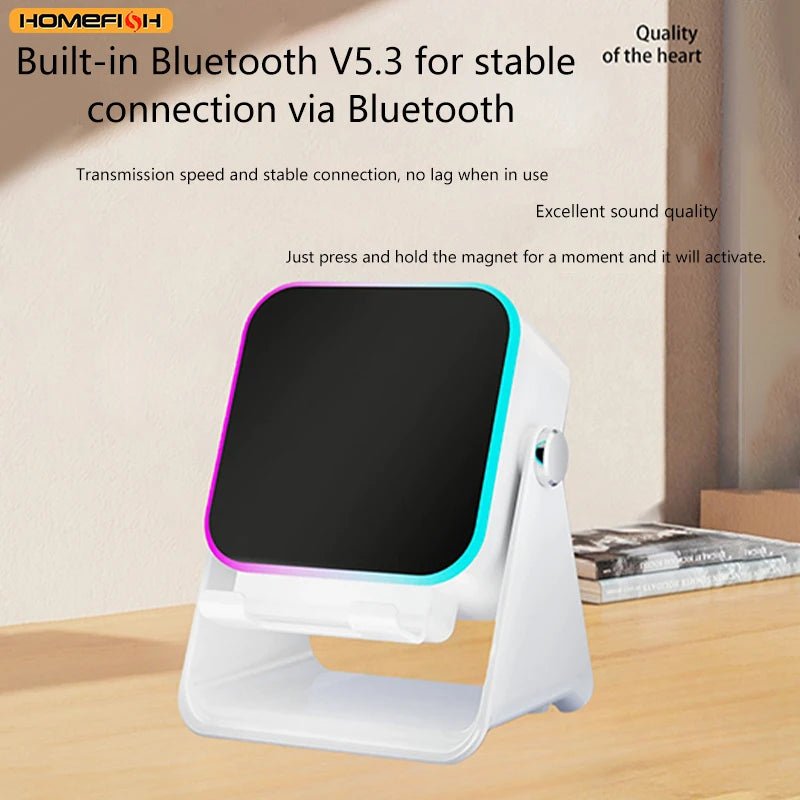 NEW 5 In 1 Auto-induction Wireless Induction Speaker 8 Mode RGB Light Phone Stand Surround Sound Portable Bluetooth Phone Holder - Tara's Tiny Treasures
