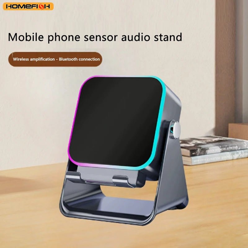NEW 5 In 1 Auto-induction Wireless Induction Speaker 8 Mode RGB Light Phone Stand Surround Sound Portable Bluetooth Phone Holder - Tara's Tiny Treasures