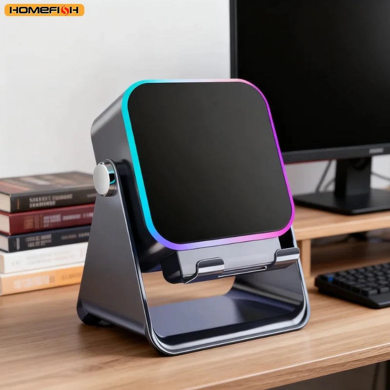 NEW 5 In 1 Auto-induction Wireless Induction Speaker 8 Mode RGB Light Phone Stand Surround Sound Portable Bluetooth Phone Holder - Tara's Tiny Treasures
