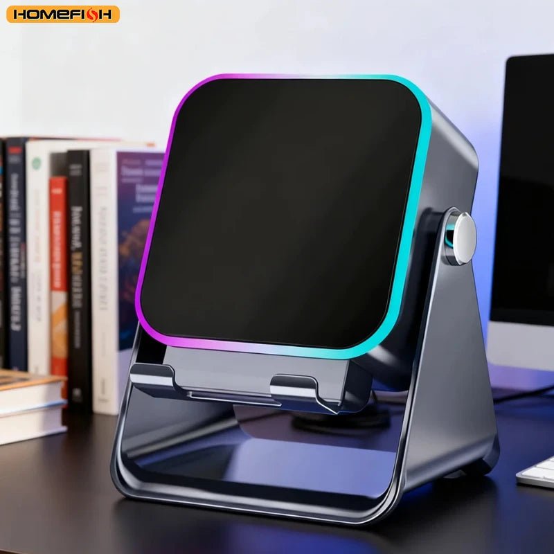 NEW 5 In 1 Auto-induction Wireless Induction Speaker 8 Mode RGB Light Phone Stand Surround Sound Portable Bluetooth Phone Holder - Tara's Tiny Treasures