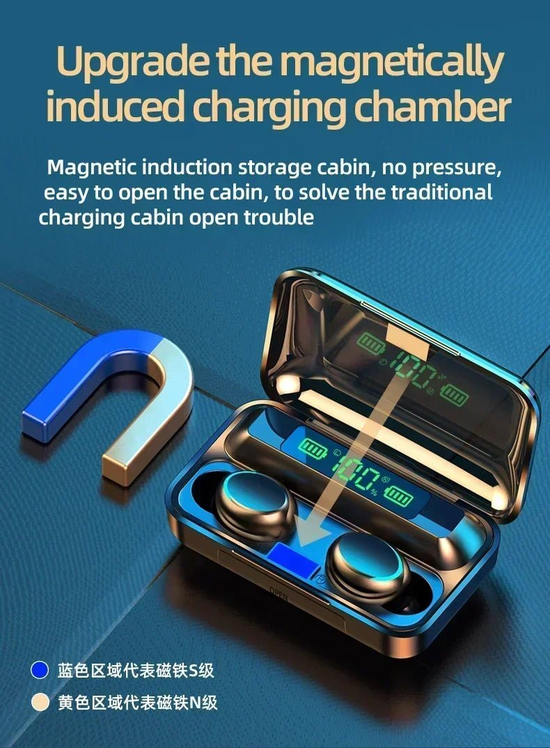 New Bluetooth Headphones 9D Stereo High Bass Sport Earphones Handfree Touch Control Tws Wireless Earbuds Waterproof Headset - Tara's Tiny Treasures