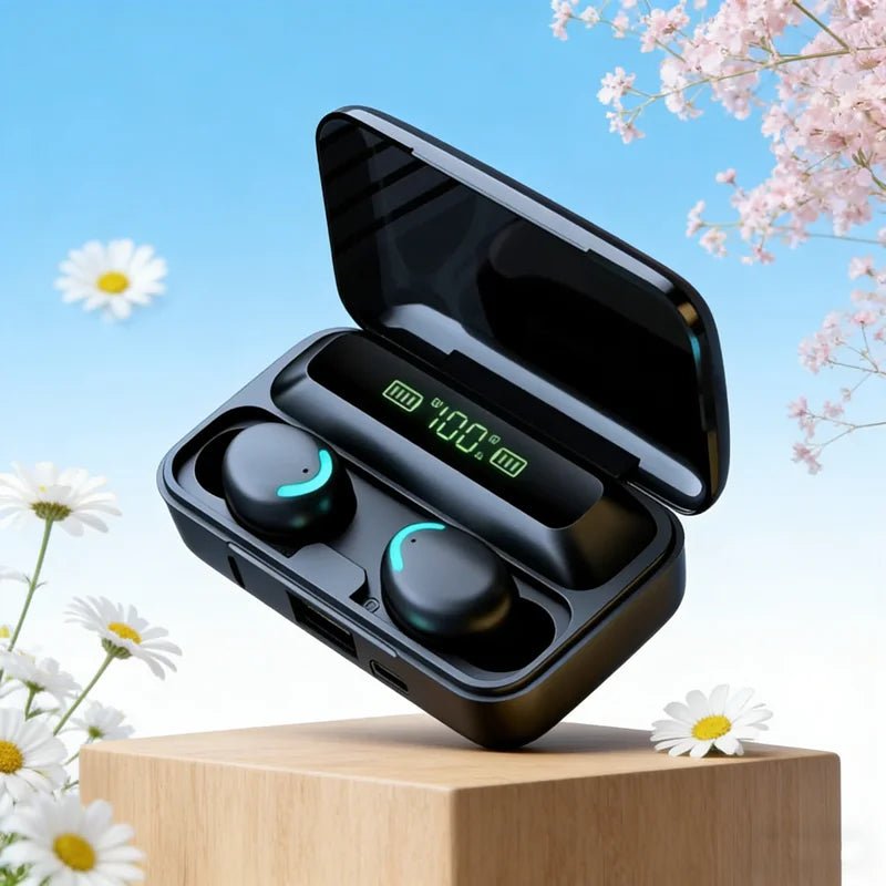 New Bluetooth Headphones 9D Stereo High Bass Sport Earphones Handfree Touch Control Tws Wireless Earbuds Waterproof Headset - Tara's Tiny Treasures