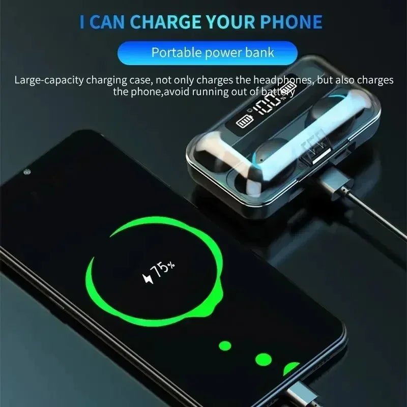 New Bluetooth Headphones 9D Stereo High Bass Sport Earphones Handfree Touch Control Tws Wireless Earbuds Waterproof Headset - Tara's Tiny Treasures
