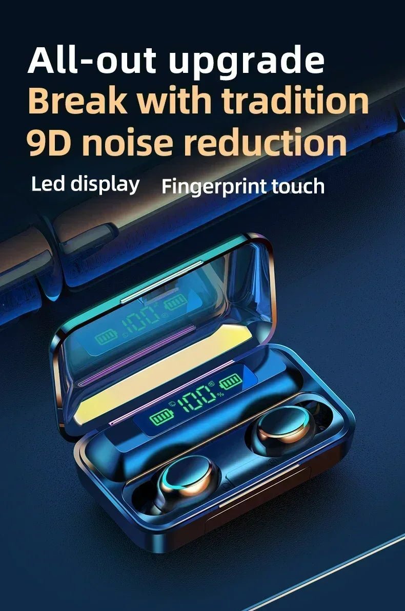 New Bluetooth Headphones 9D Stereo High Bass Sport Earphones Handfree Touch Control Tws Wireless Earbuds Waterproof Headset - Tara's Tiny Treasures