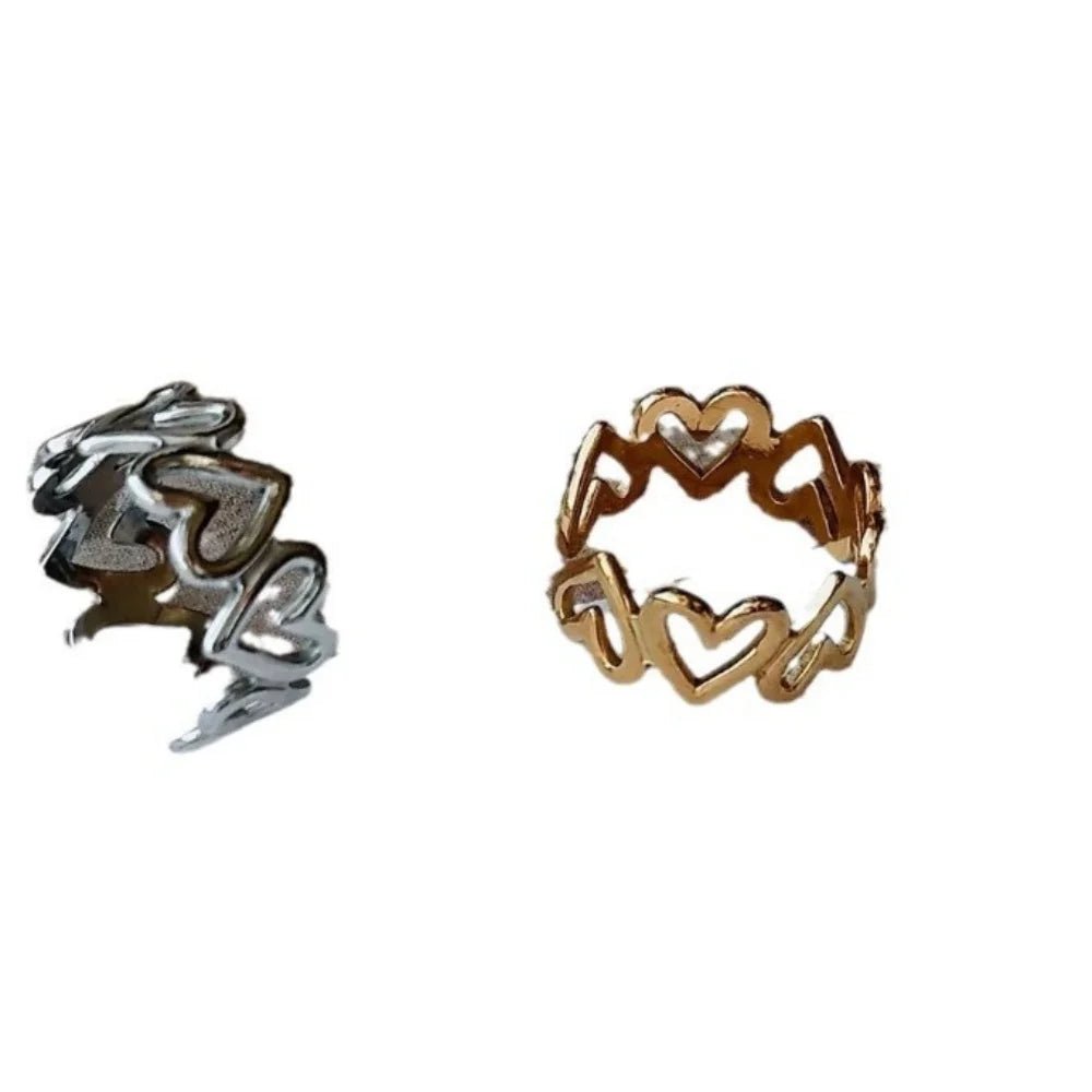 New index finger, middle finger, geometric shape, heart-shaped open ring, personalized ins, trendy, Japanese and Korean, simple - Tara's Tiny Treasures