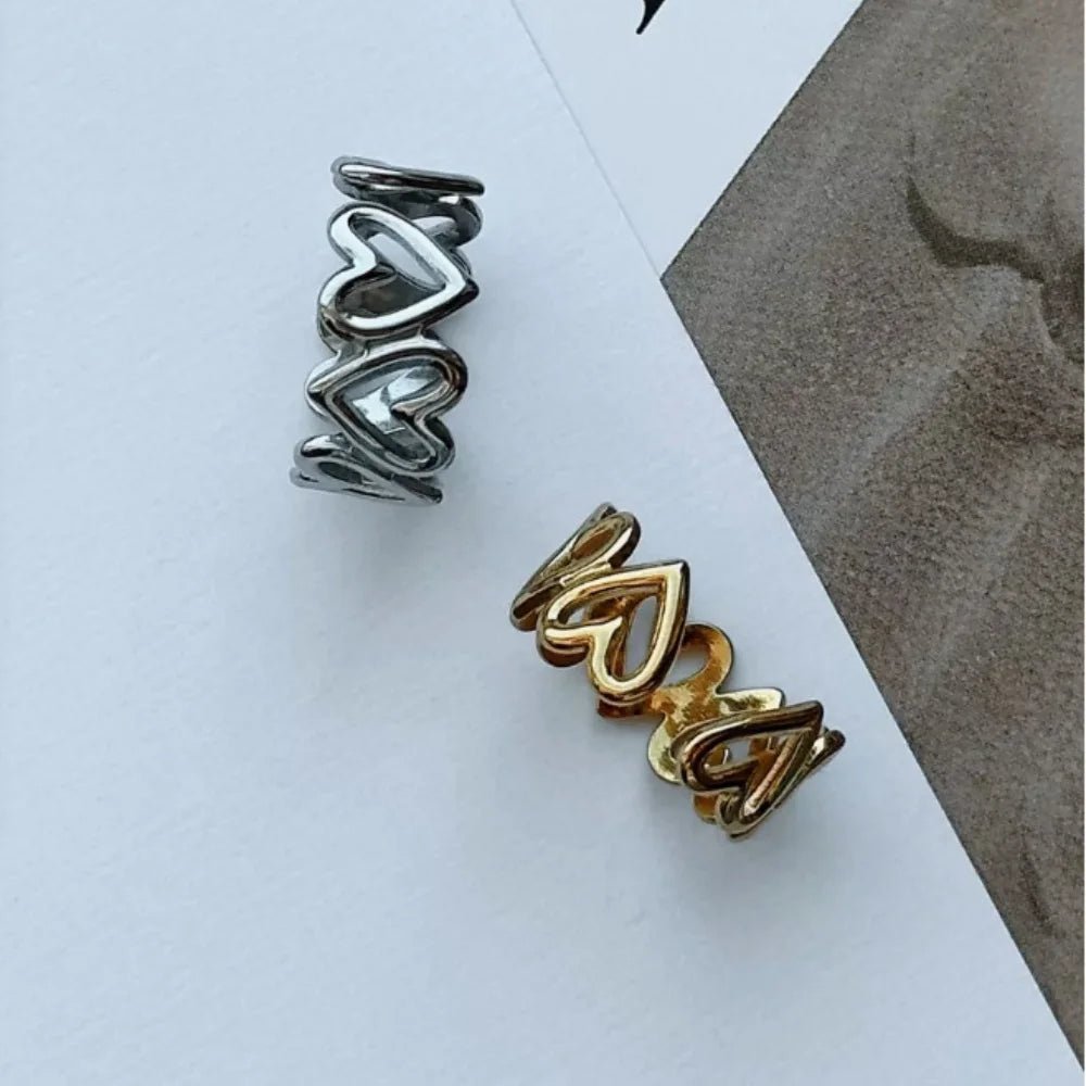 New index finger, middle finger, geometric shape, heart-shaped open ring, personalized ins, trendy, Japanese and Korean, simple - Tara's Tiny Treasures